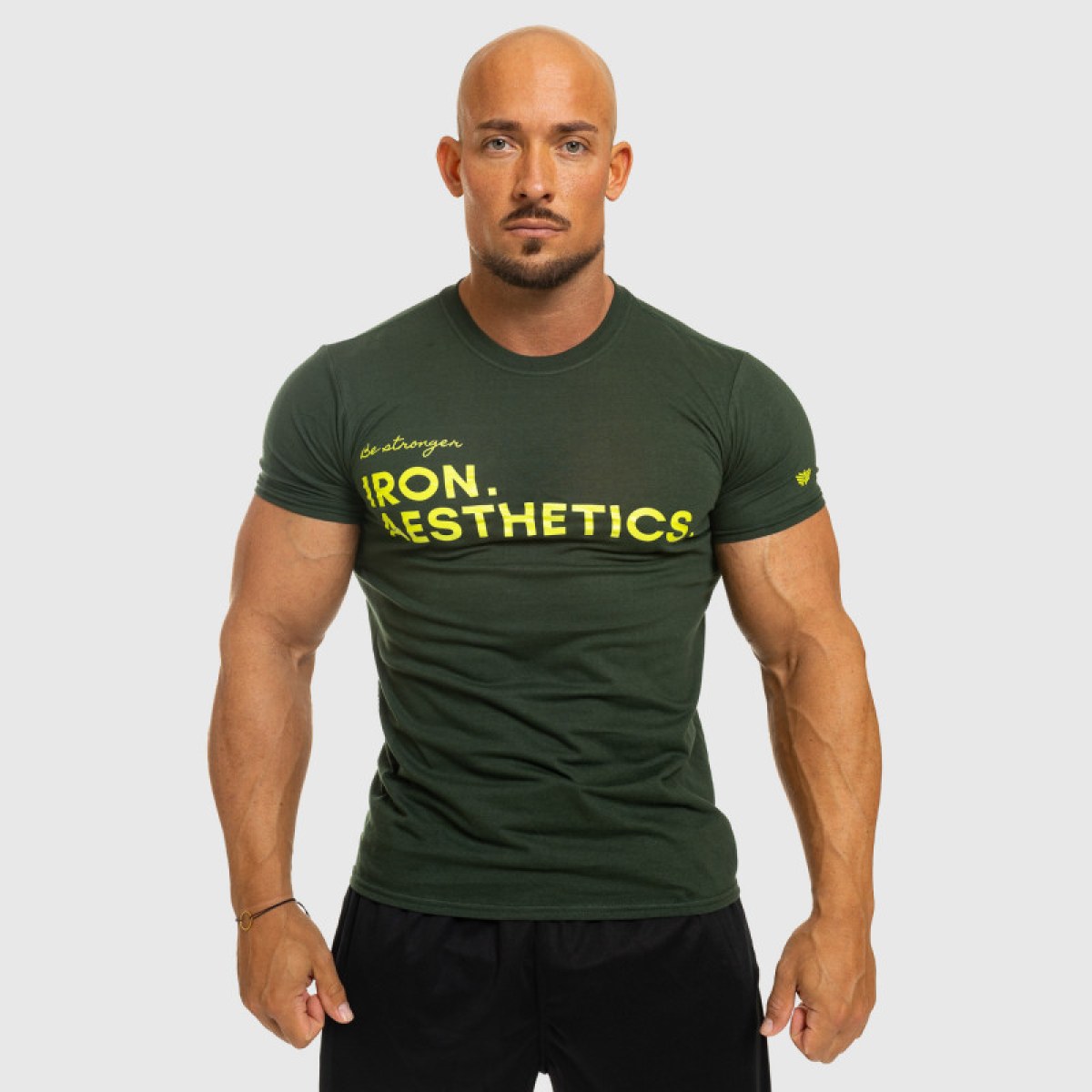 Pánske fitness tričko Iron Aesthetics Be Stronger, zelené · záber 3