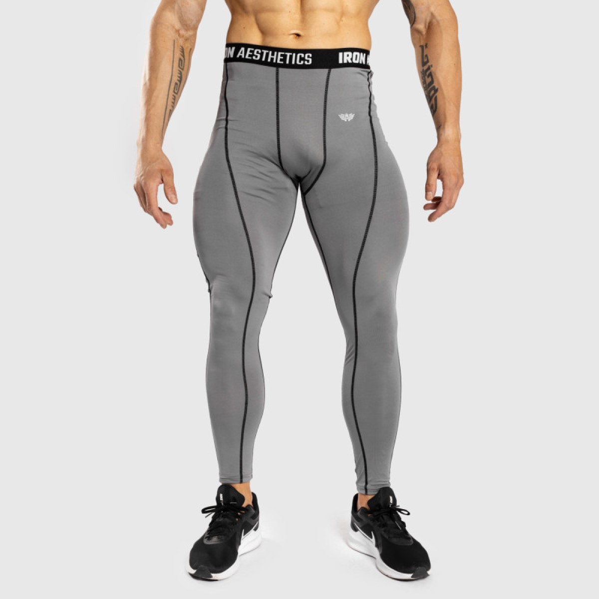 Pánske športové legíny Iron Aesthetics Dry Cool, sivé · záber 1