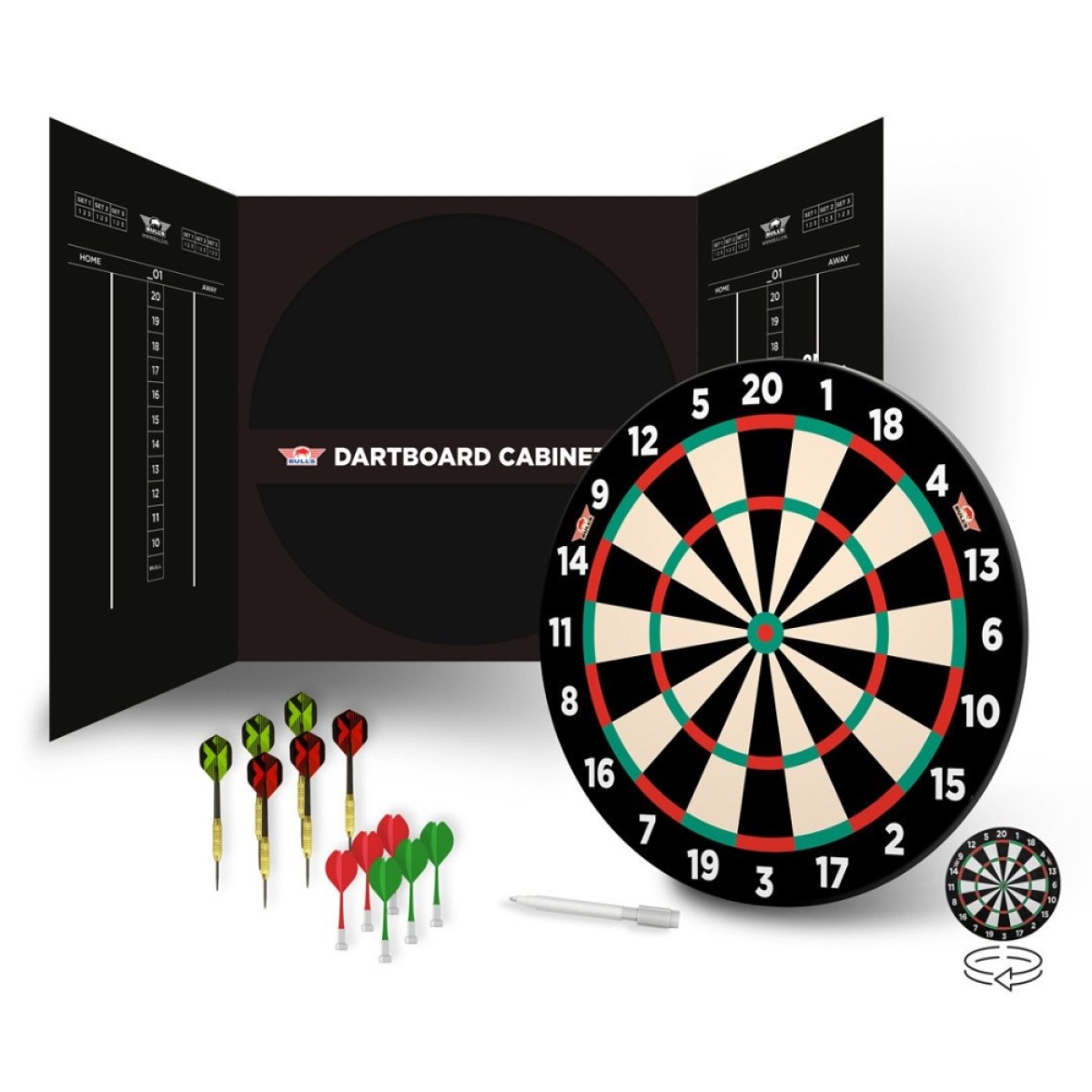 Bull's Magnetic Paper Dartboard Cabinet Set · záber 1