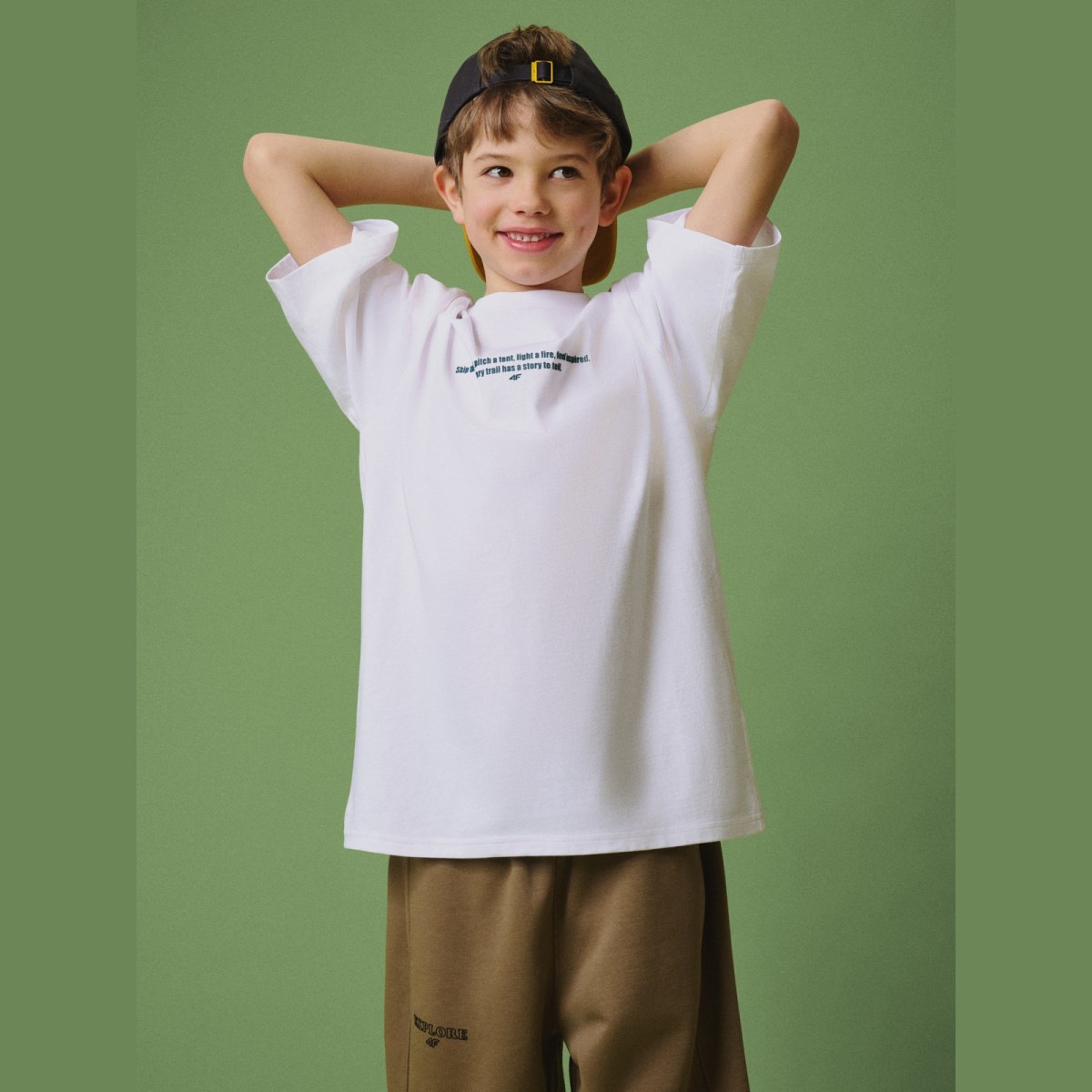 T-shirt loose s potlačou chlapčenský - biely · záber 6