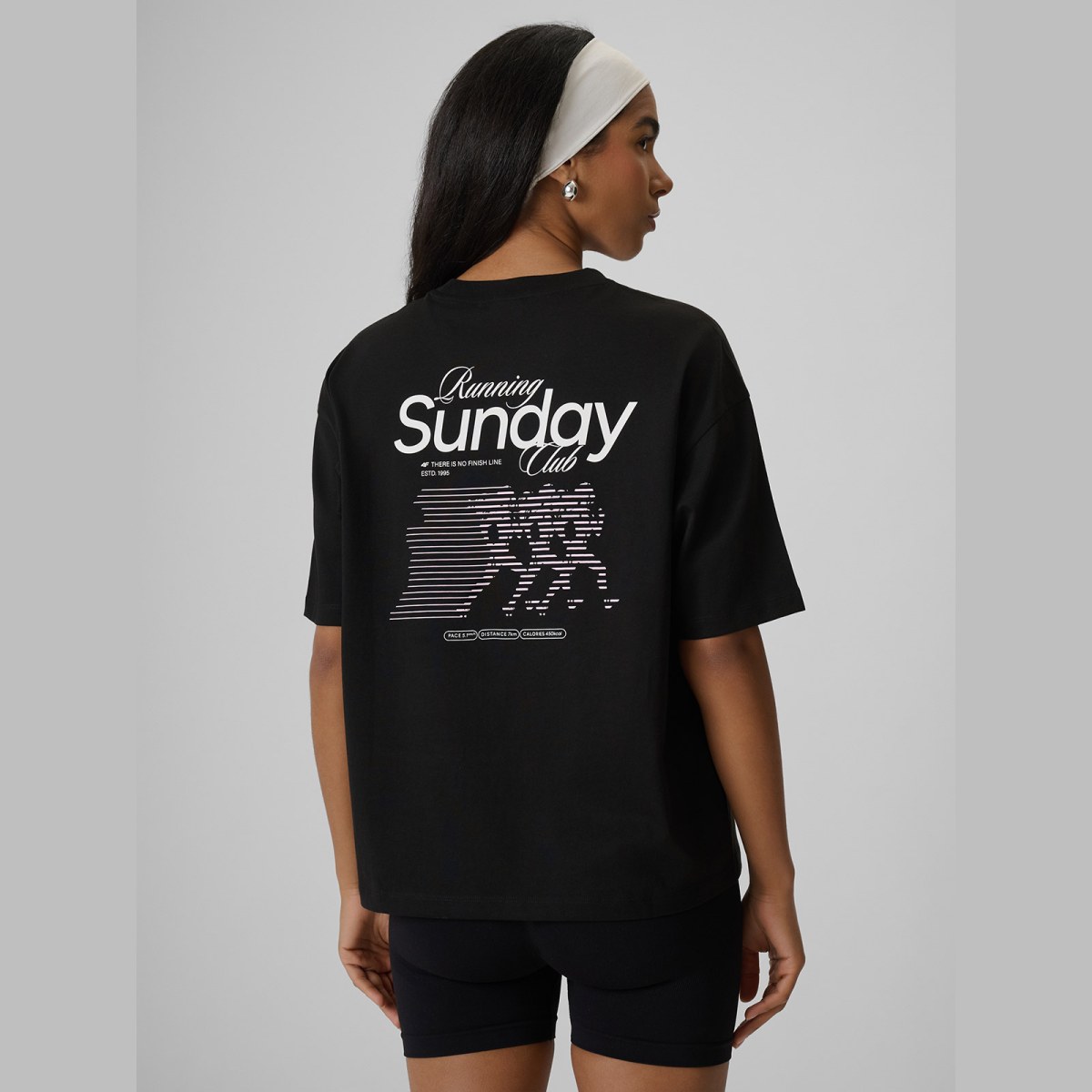T-shirt loose s potlačou dámsky - čierny · záber 3