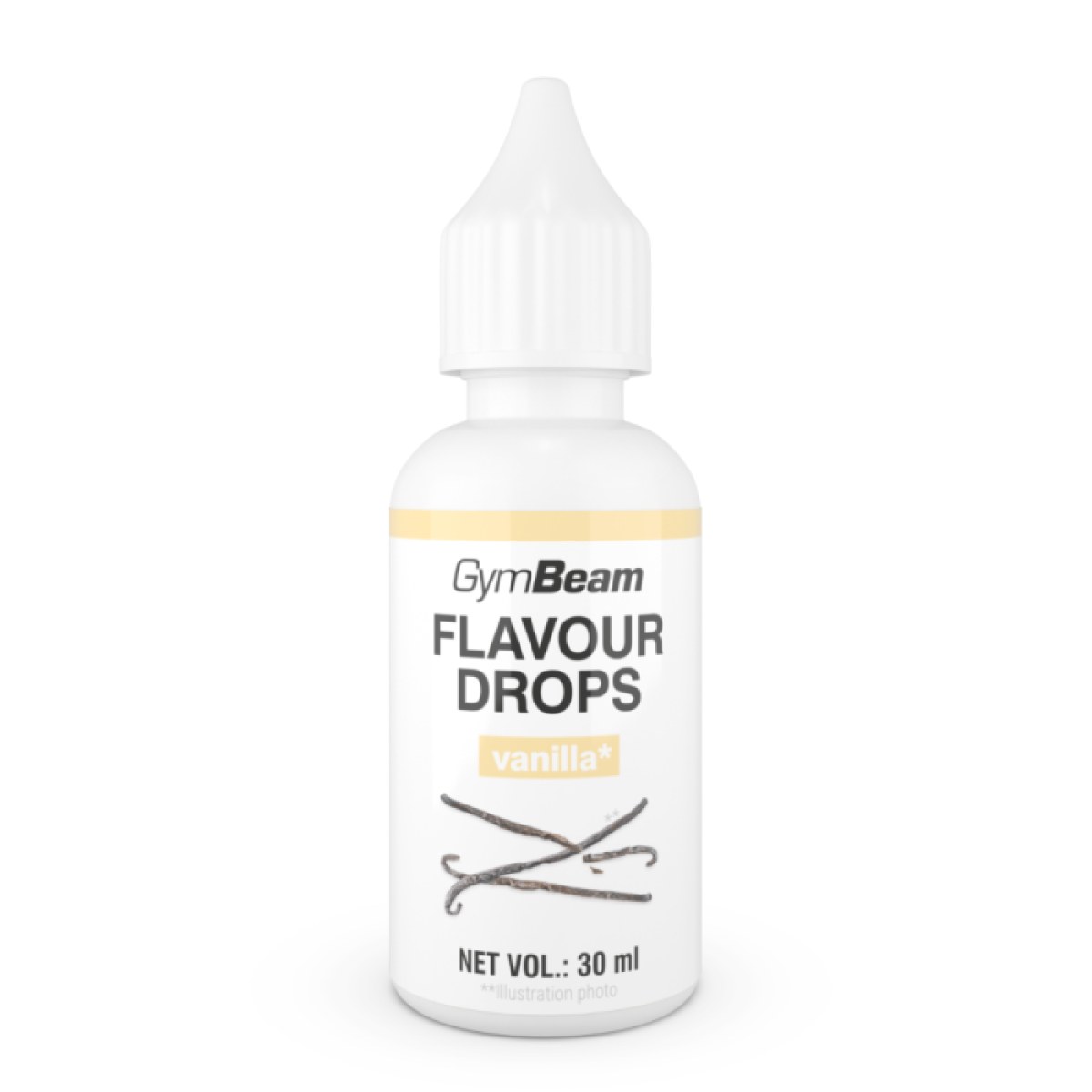 GymBeam Flavour Drops vanilka - Príchuť: Vanilka | Hmotnosť: 0,03 kg | Objem: 30 ml | Balenie: 50 · záber 1