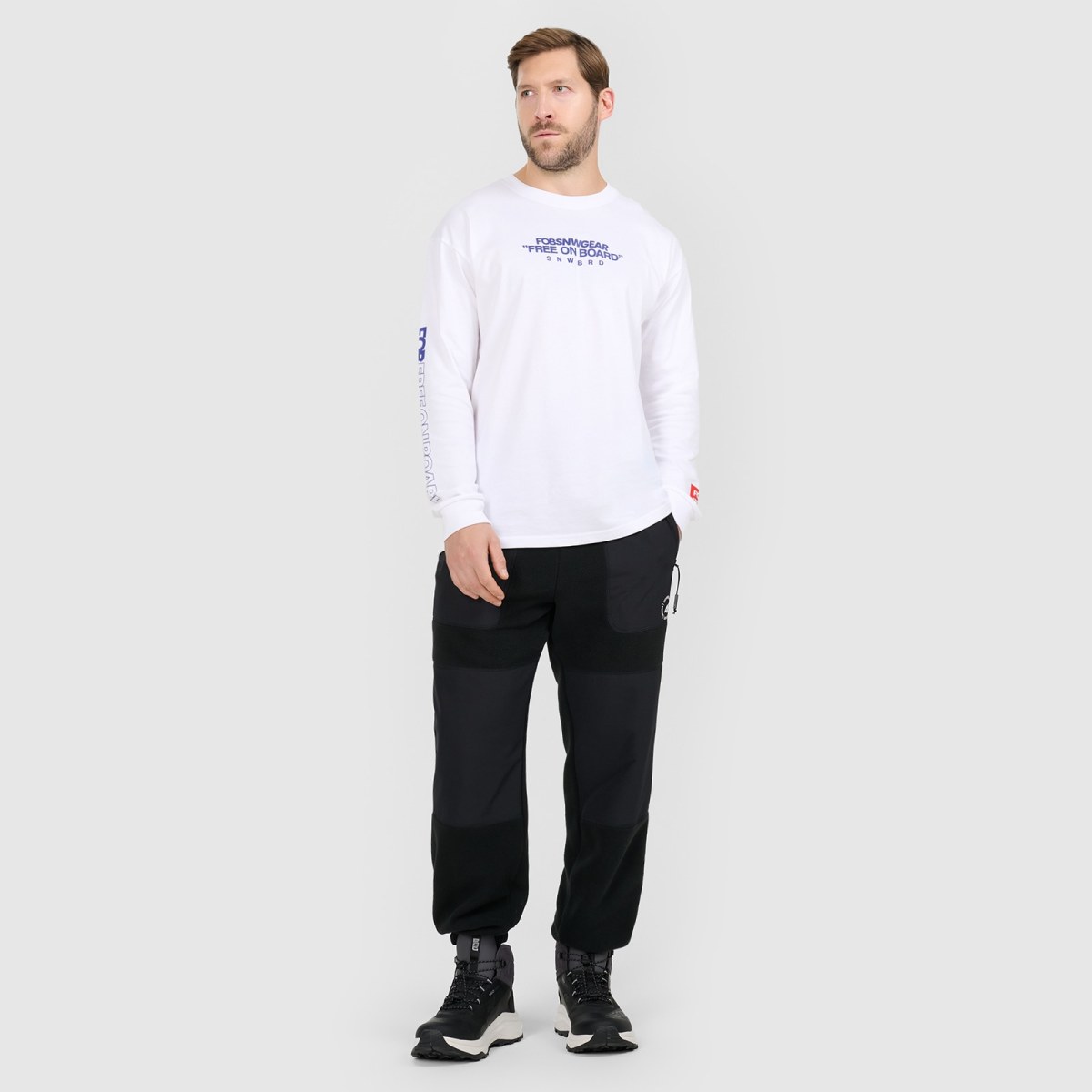Pánsky loose longsleeve s potlačou - biely · záber 2