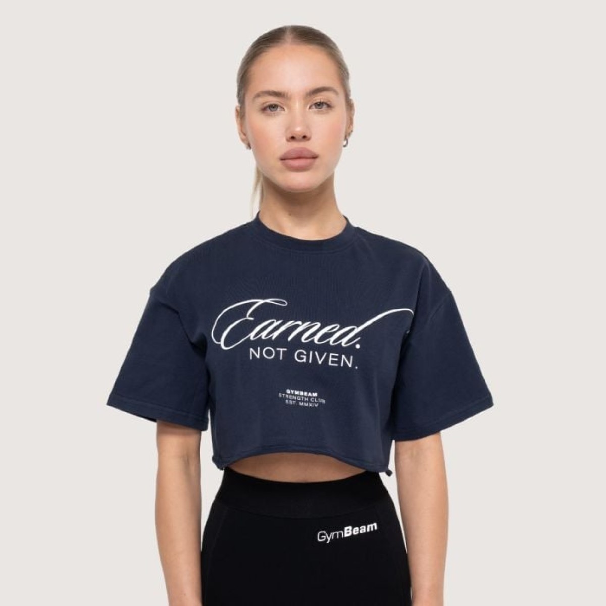 GymBeam Dámske cropped tričko Earned Midnight S · záber 1