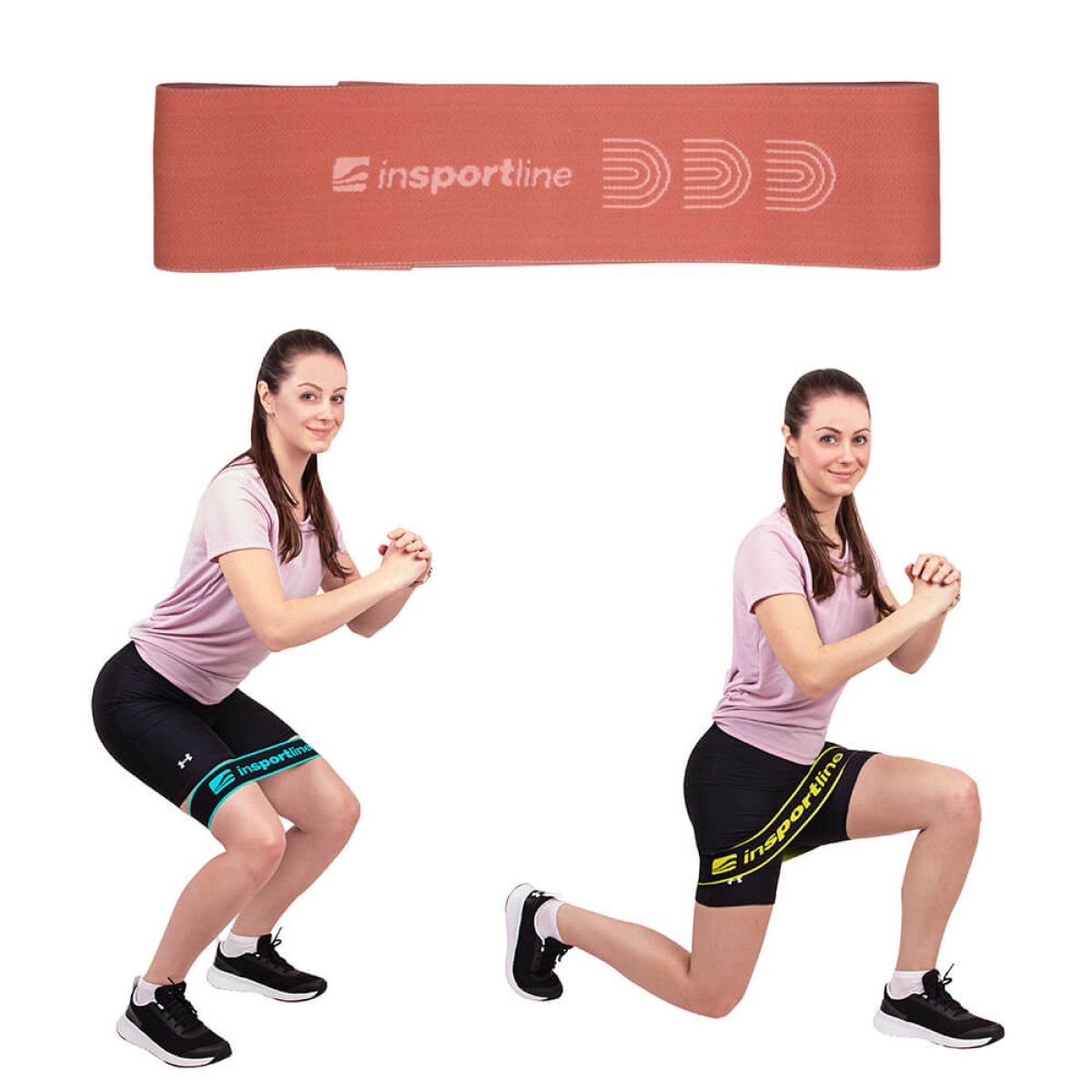 Posilňovacia slučka inSPORTline Hiplop M 66x7 cm / 16 kg - Farba: Ružová · záber 1