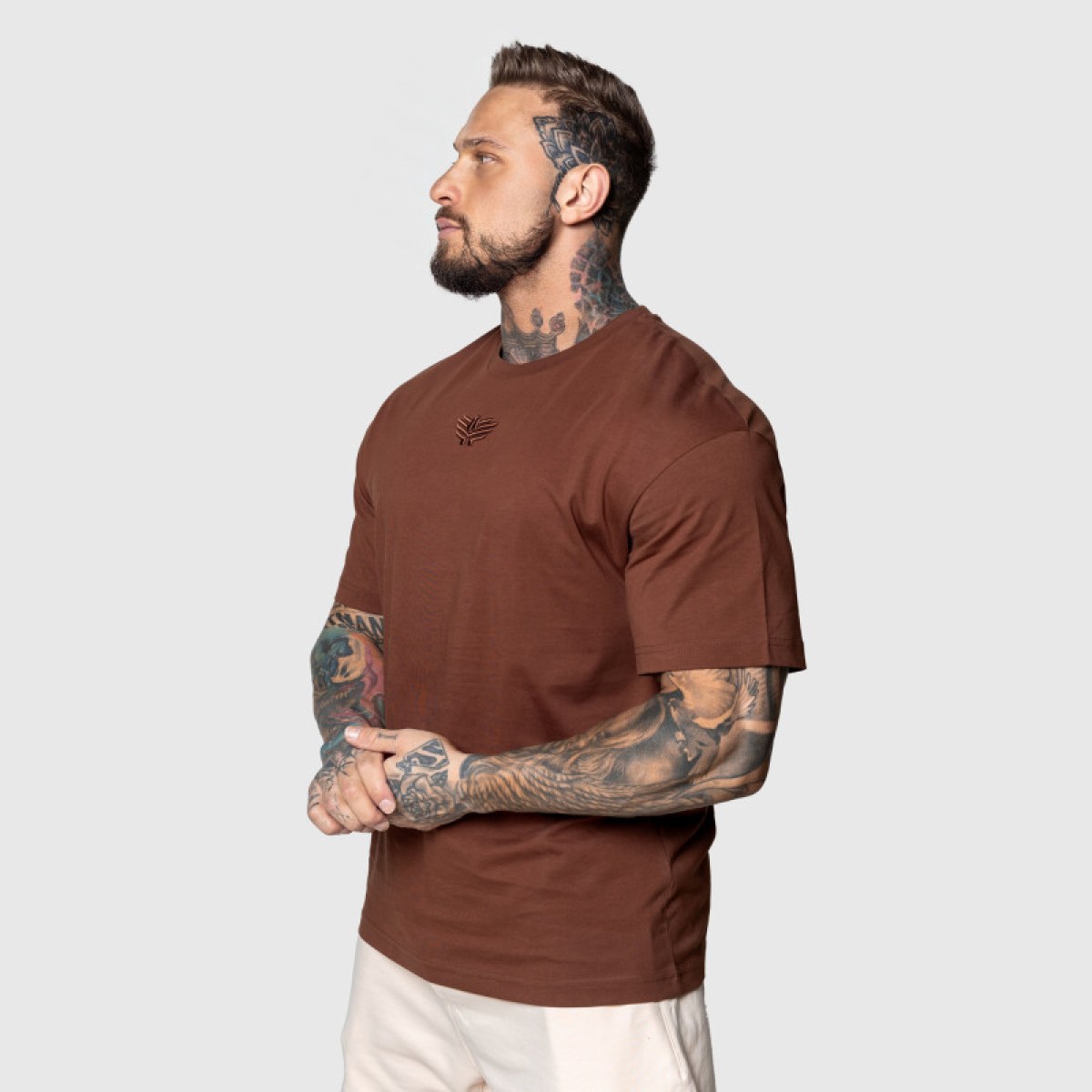 Oversized tričko Iron Aesthetics 3D, hnedé · záber 5