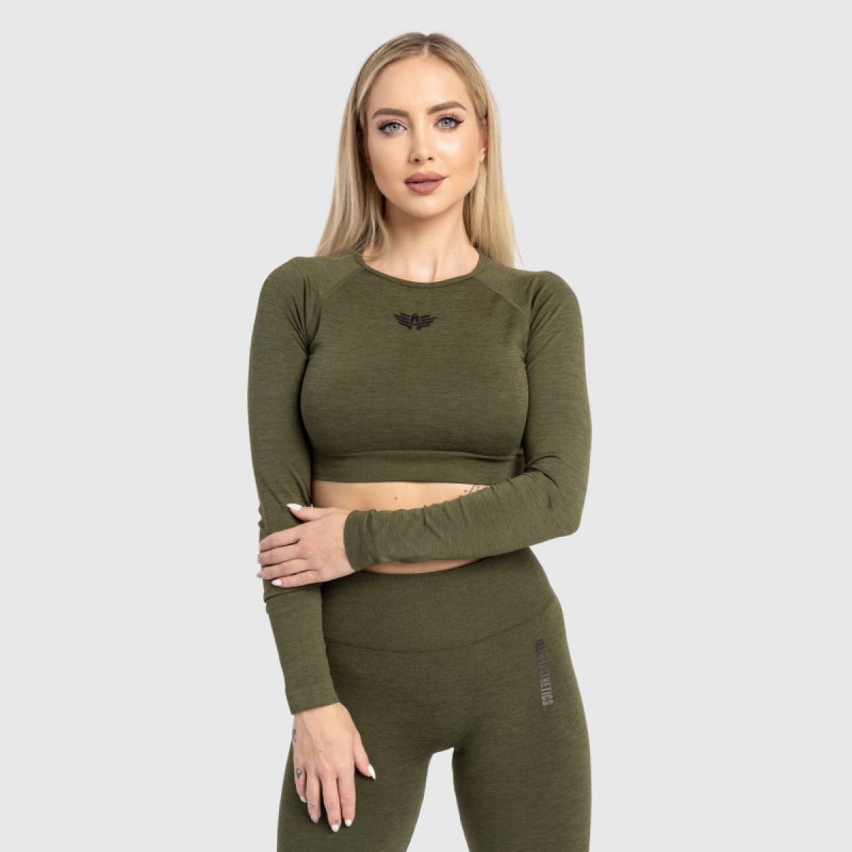 Dámsky športový crop top Iron Aesthetics Solid, zelený · záber 1