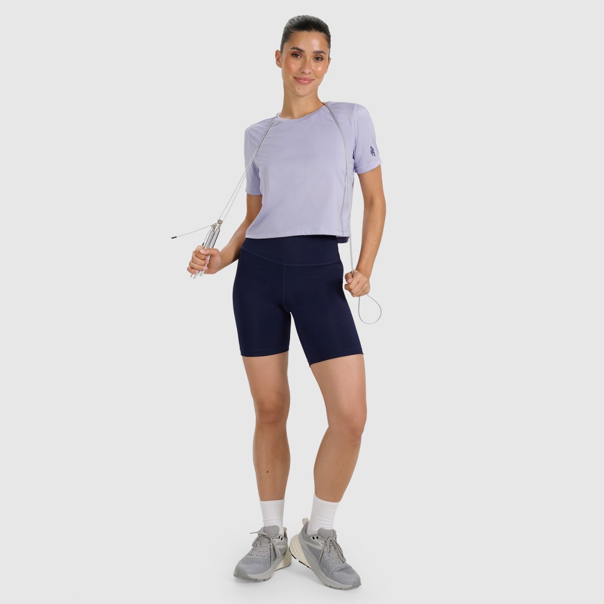 Rýchloschnúce dámske tréningové crop-top tričko - modré · záber 2