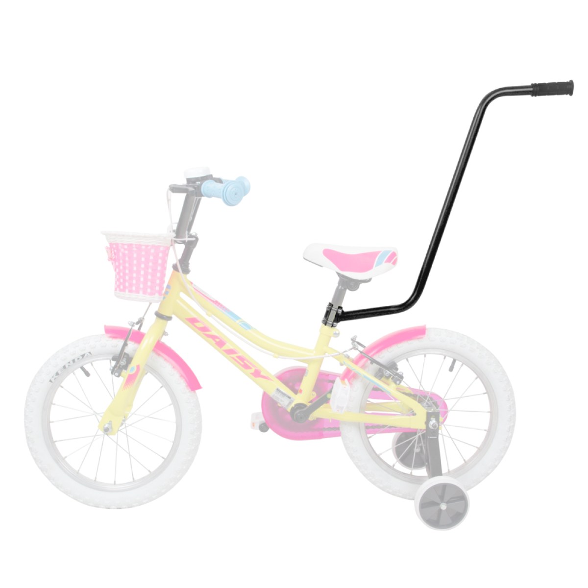 Vodiaca tlačná tyč na detský bicykel inSPORTline Pushino - Farba: Čierna · záber 1