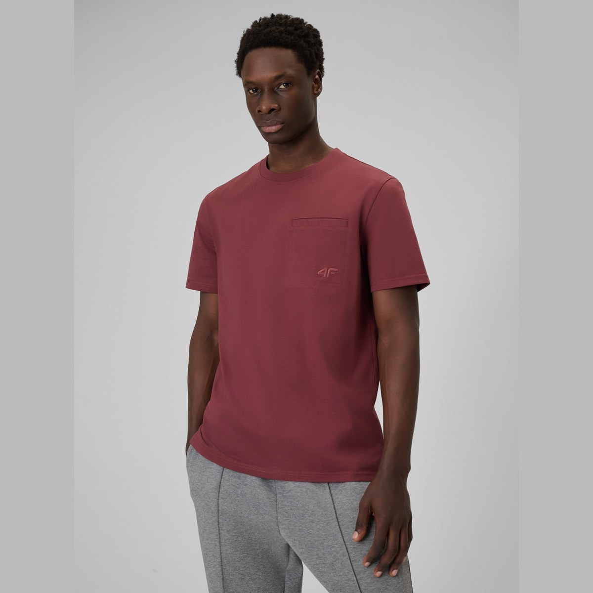 T-shirt regular hladký pánsky - bordový · záber 1