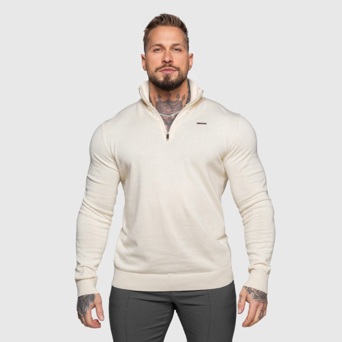 Sveter so zipsom Iron Aesthetics Tomas, béžový · záber 5