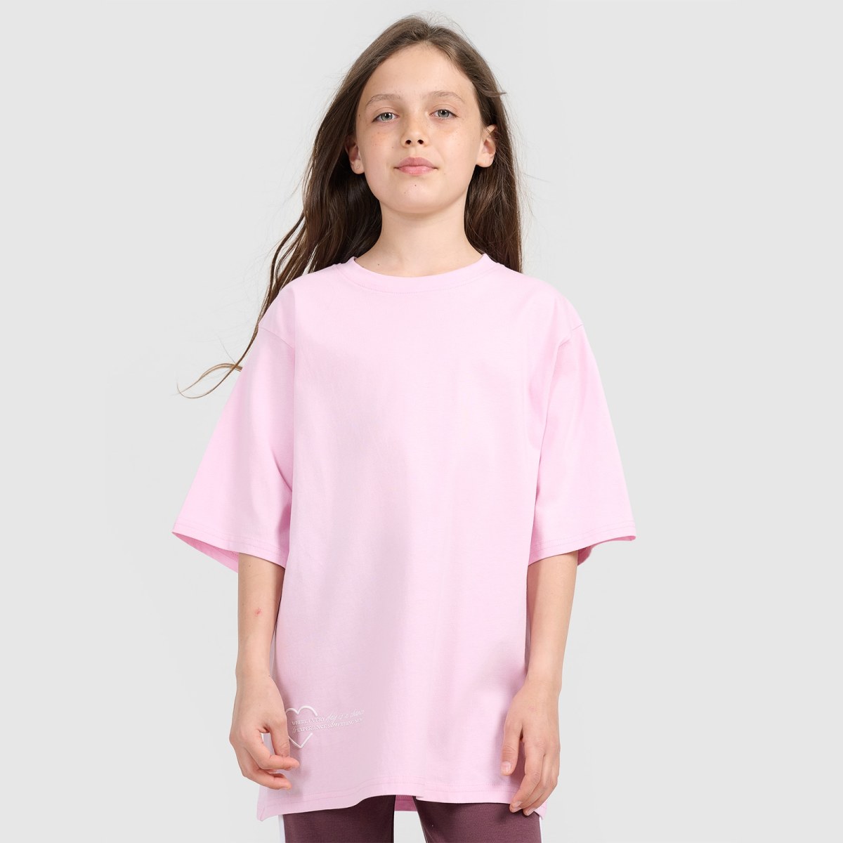 T-shirt oversize s potlačou dievčenský - ružový · záber 1