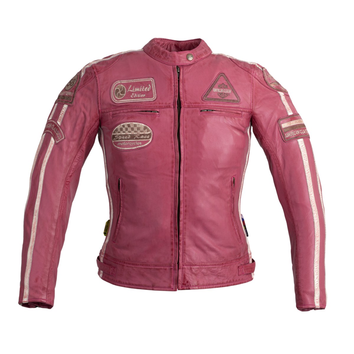 Dámska kožená moto bunda W-TEC Sheawen Lady Pink - Veľkosť: M | Farba: Ružová · záber 1