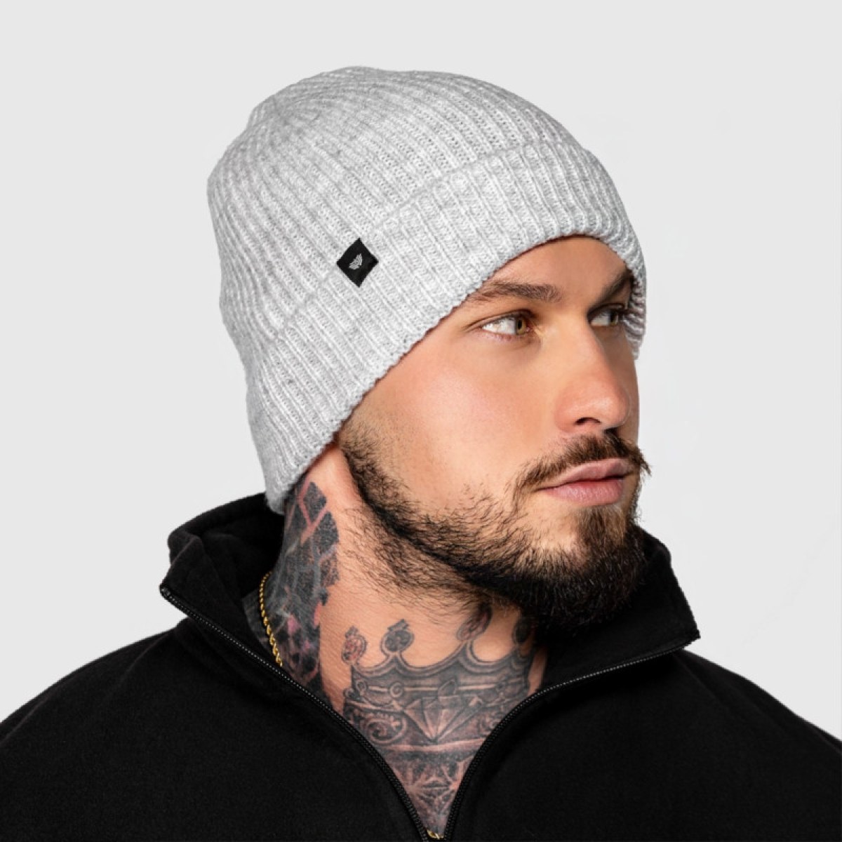Klasická pletená čiapka Iron Aesthetics Snug, sivá · záber 1