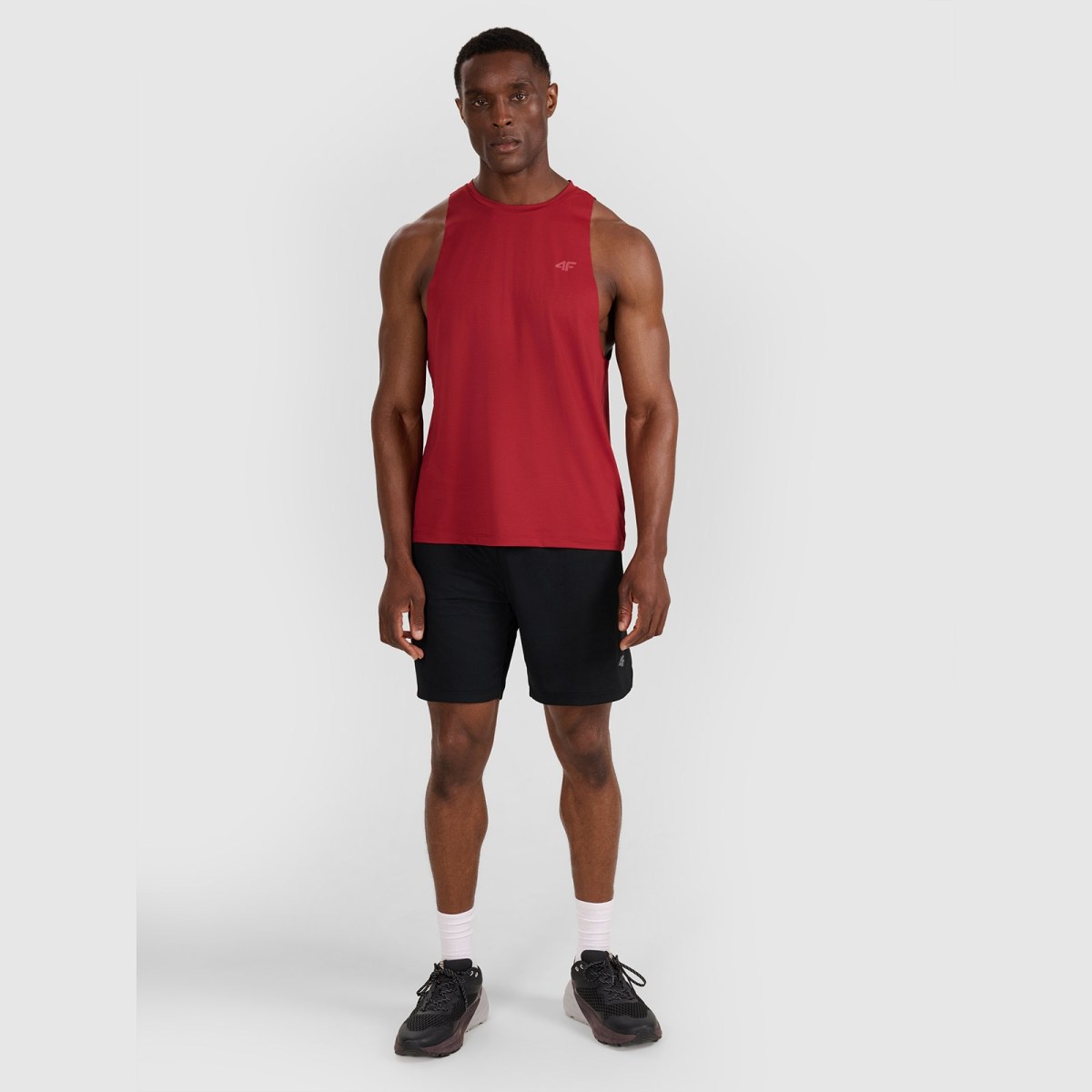 Tank top tréningový rýchloschnúci pánsky - červený · záber 2