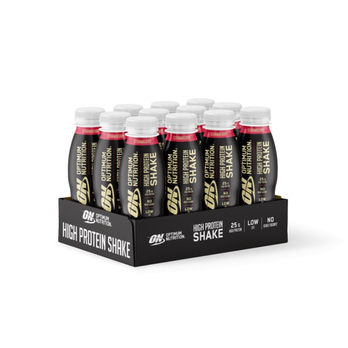 Optimum Nutrition Optimum High Protein Shake jahoda - Príchuť: Jahoda | Hmotnosť: 4,152 kg | Objem: 12 x 330 ml · záber 1
