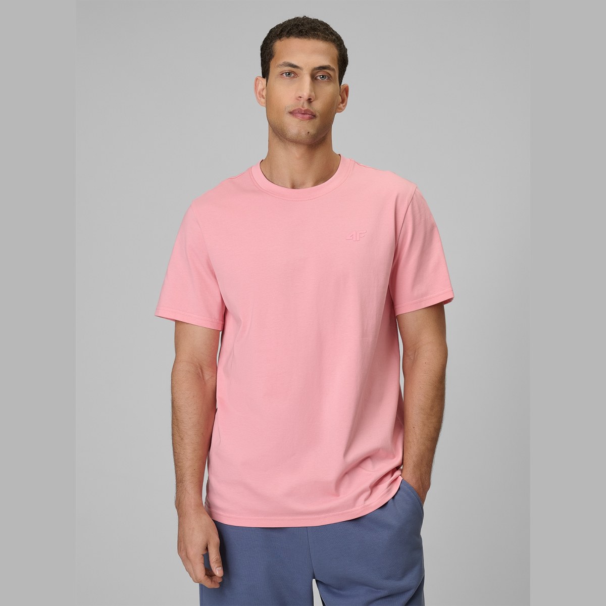T-shirt regular jednofarebný pánsky - ružový · záber 1