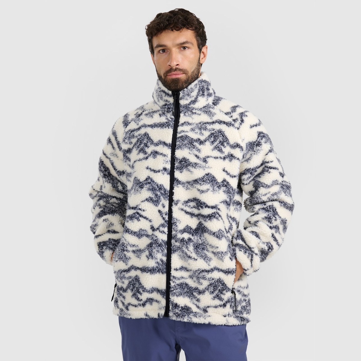 Unisex sherpa oversize fleece so stojačikom - béžový · záber 2