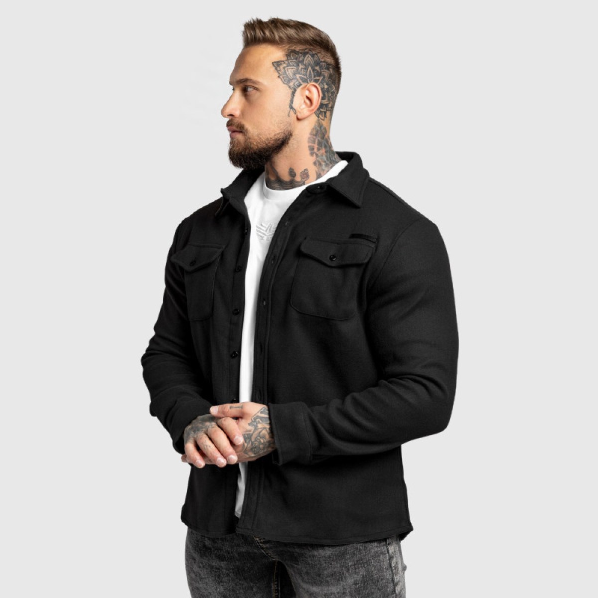 Pánska plstená košela Iron Aesthetics Felted, čierna · záber 5