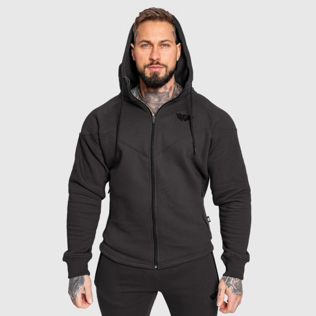 Fitness mikina so zipsom Iron Aesthetics ROUND, sivá · záber 4