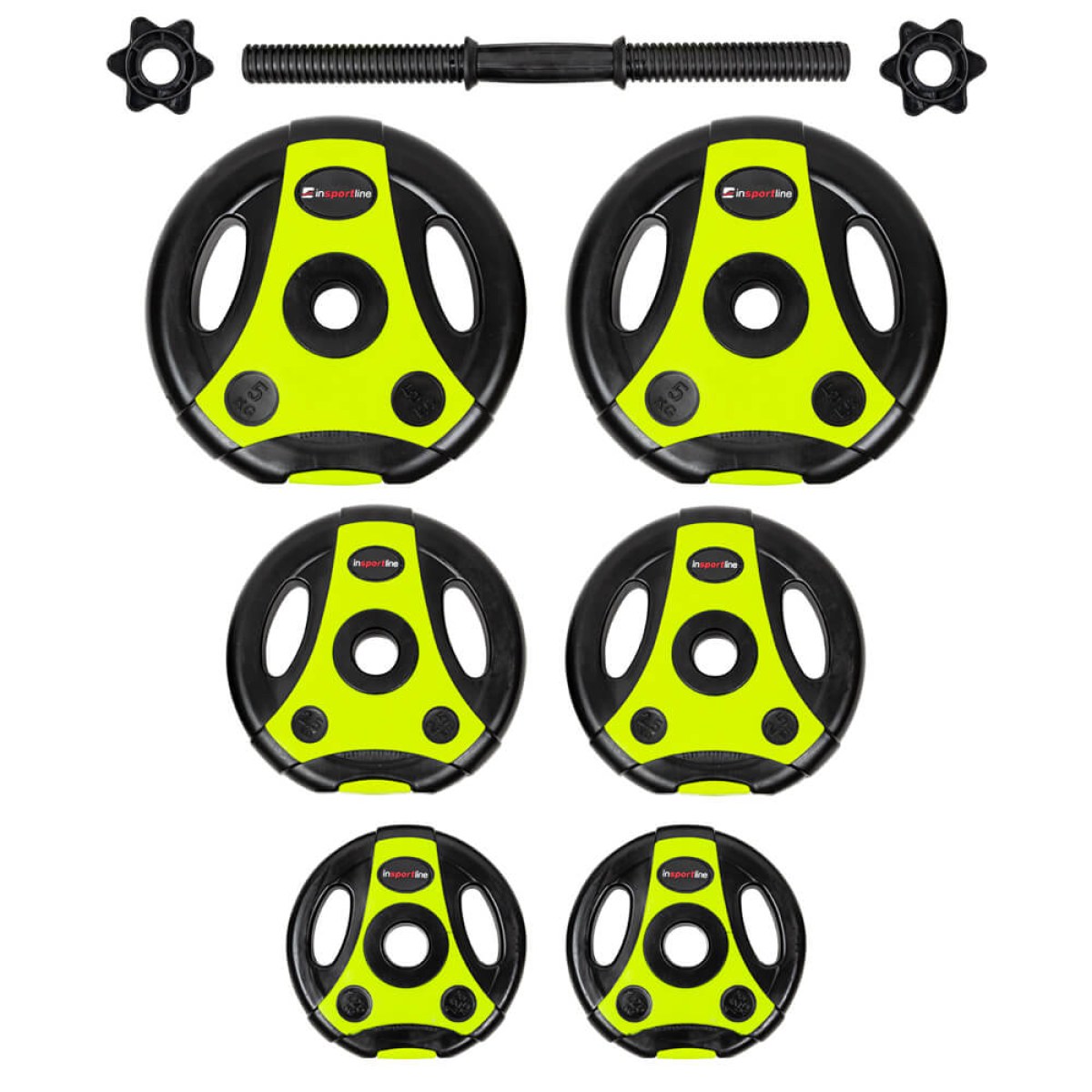 Jednoručný nakladací činkový set inSPORTline 3-18 kg čierno-zelený · záber 3