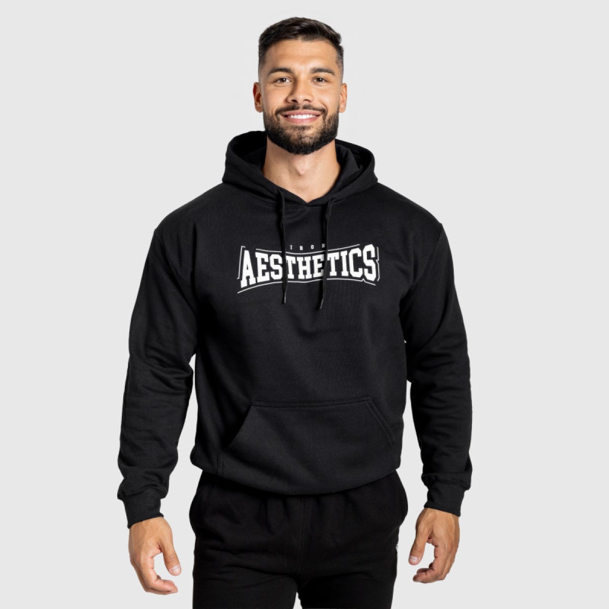 Mikina s kapucňou Iron Aesthetics Frontline, čierna · záber 1