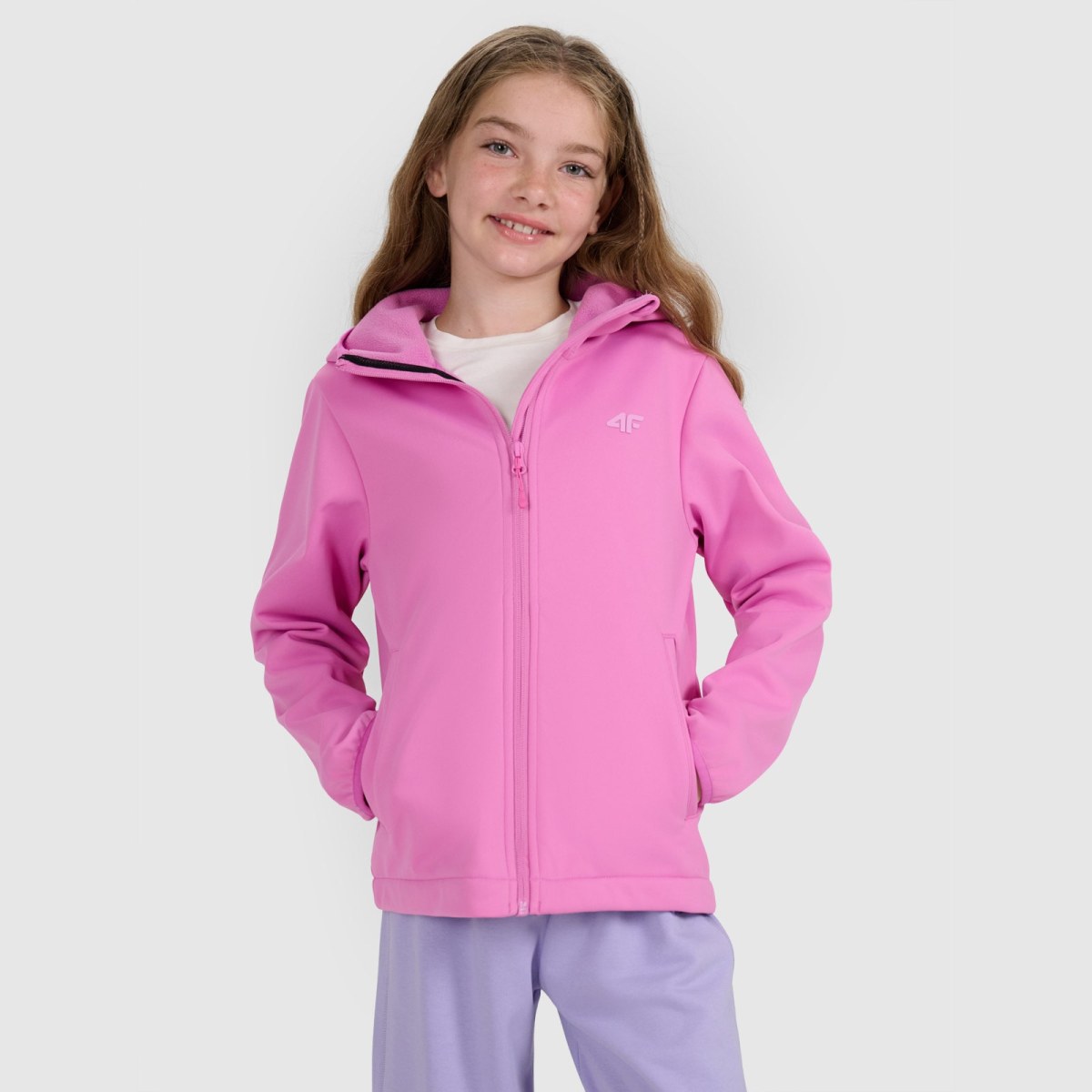 Dievčenská vetruodolná softshell bunda membrána 5000 - ružová · záber 1