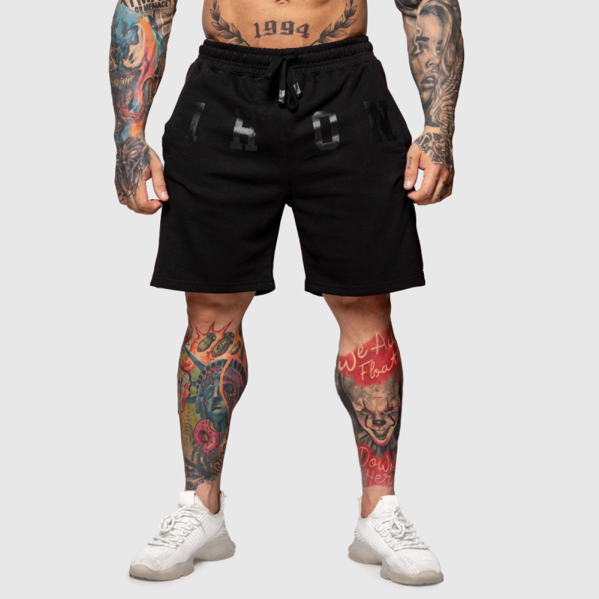 Teplákové kraťasy Iron Aesthetics College, čierne · záber 1