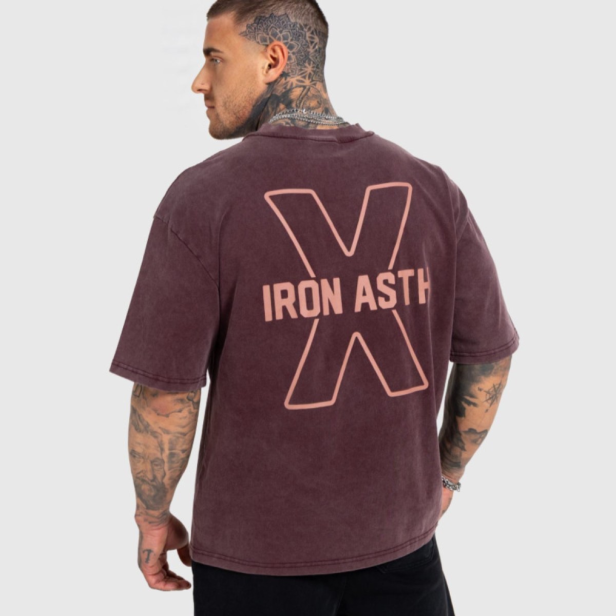 Pánske tričko Iron Aesthetics X Washed, burgundy · záber 1