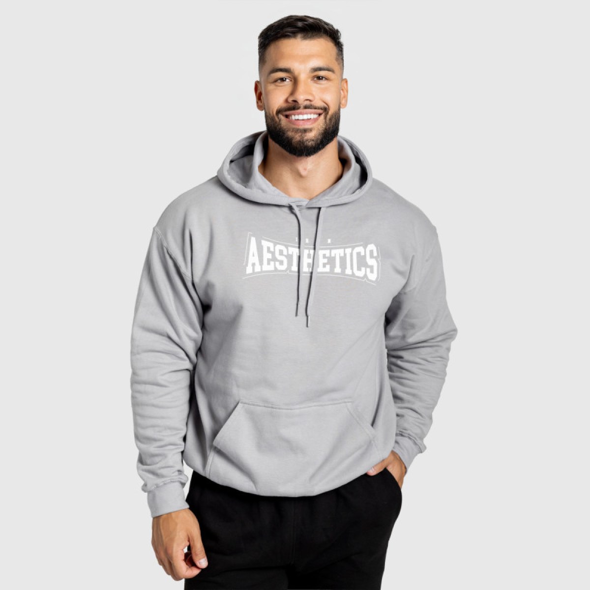 Mikina s kapucňou Iron Aesthetics Frontline, sivá · záber 4