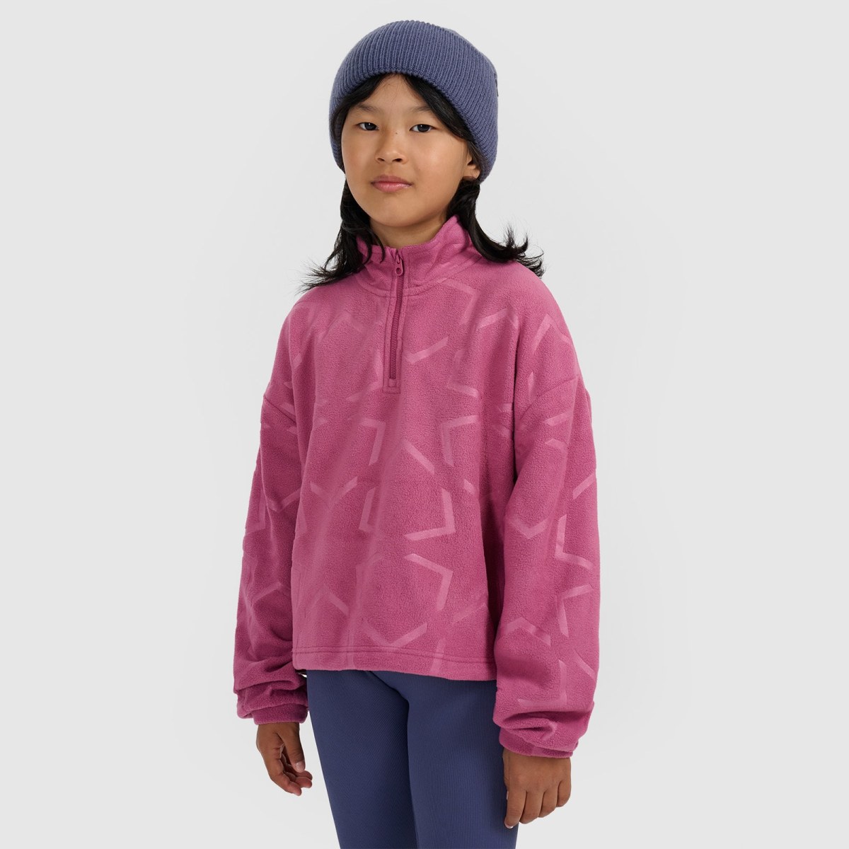 Dievčenský oversize fleece so stojačikom - fialový · záber 1