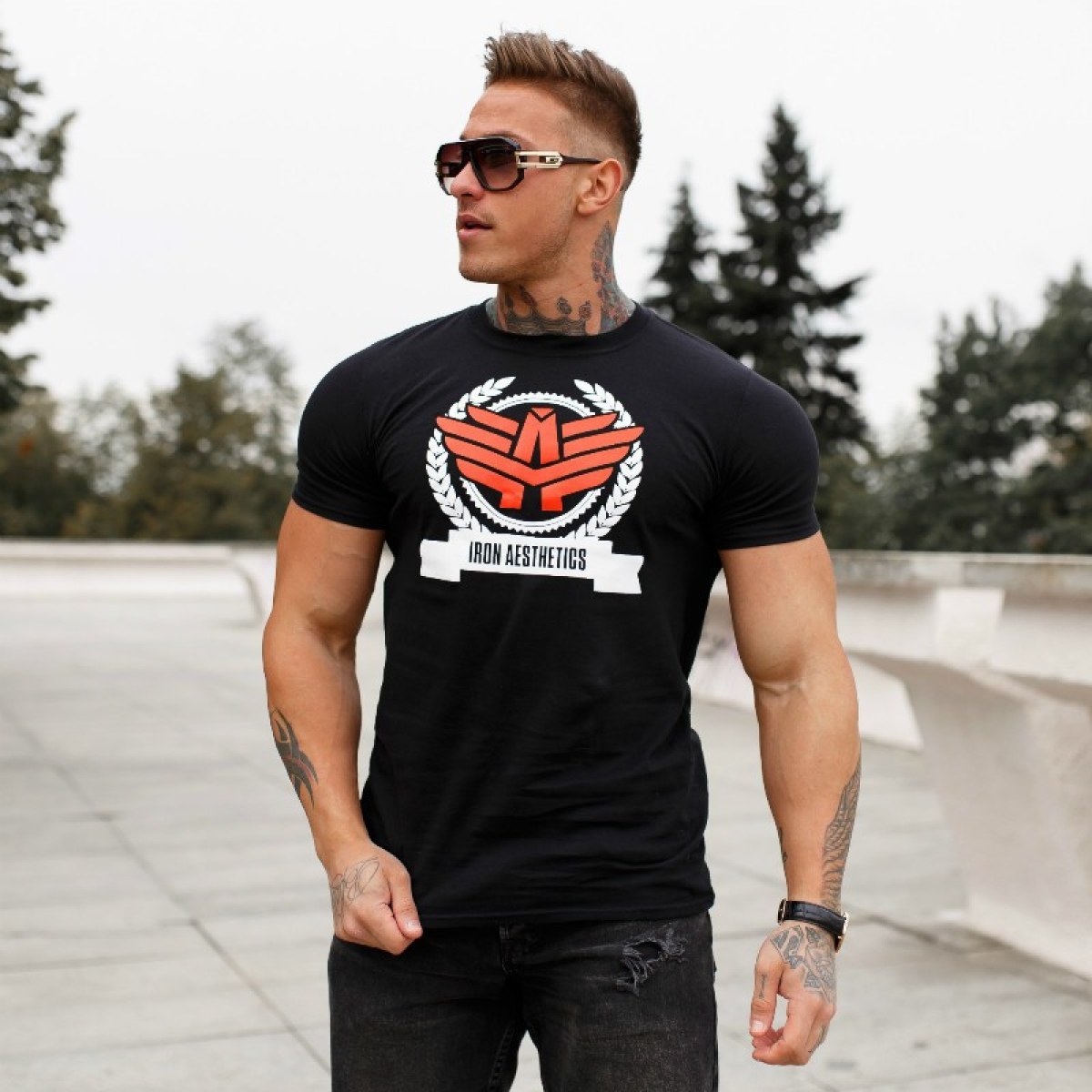 Pánske fitness tričko Iron Aesthetics Triumph, čierne · záber 3