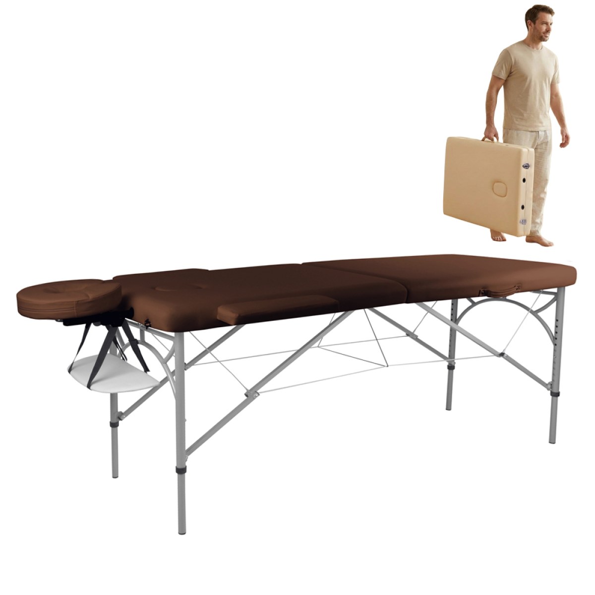 Masážne lehátko inSPORTline Tamati 186x70x63-90 cm 2-dielne hliníkové - Farba: Čierna · záber 2