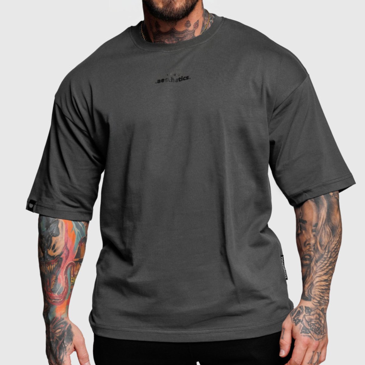 Oversize tričko Iron Aesthetics Major, sivé · záber 1