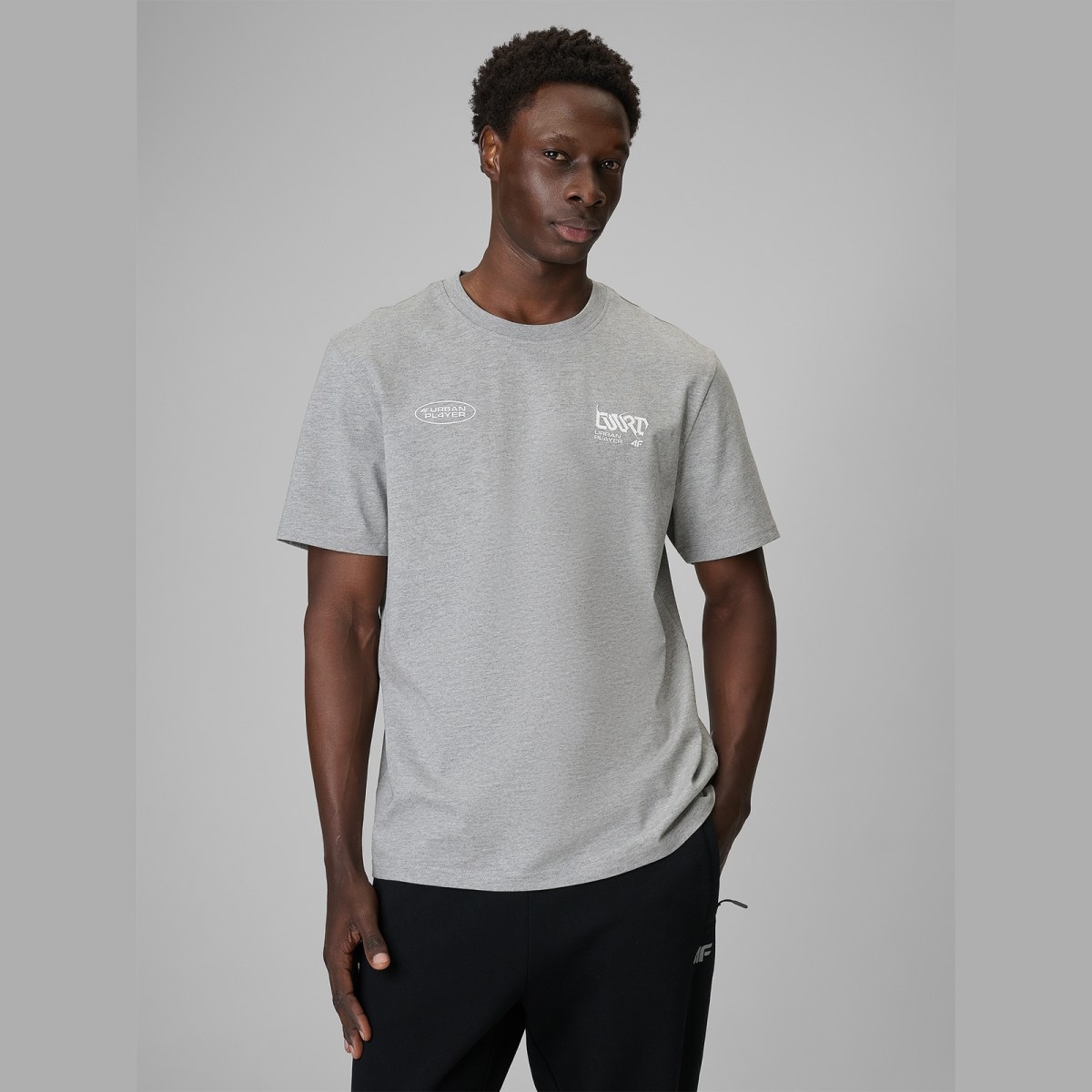 T-shirt regular s potlačou pánsky - sivý · záber 1