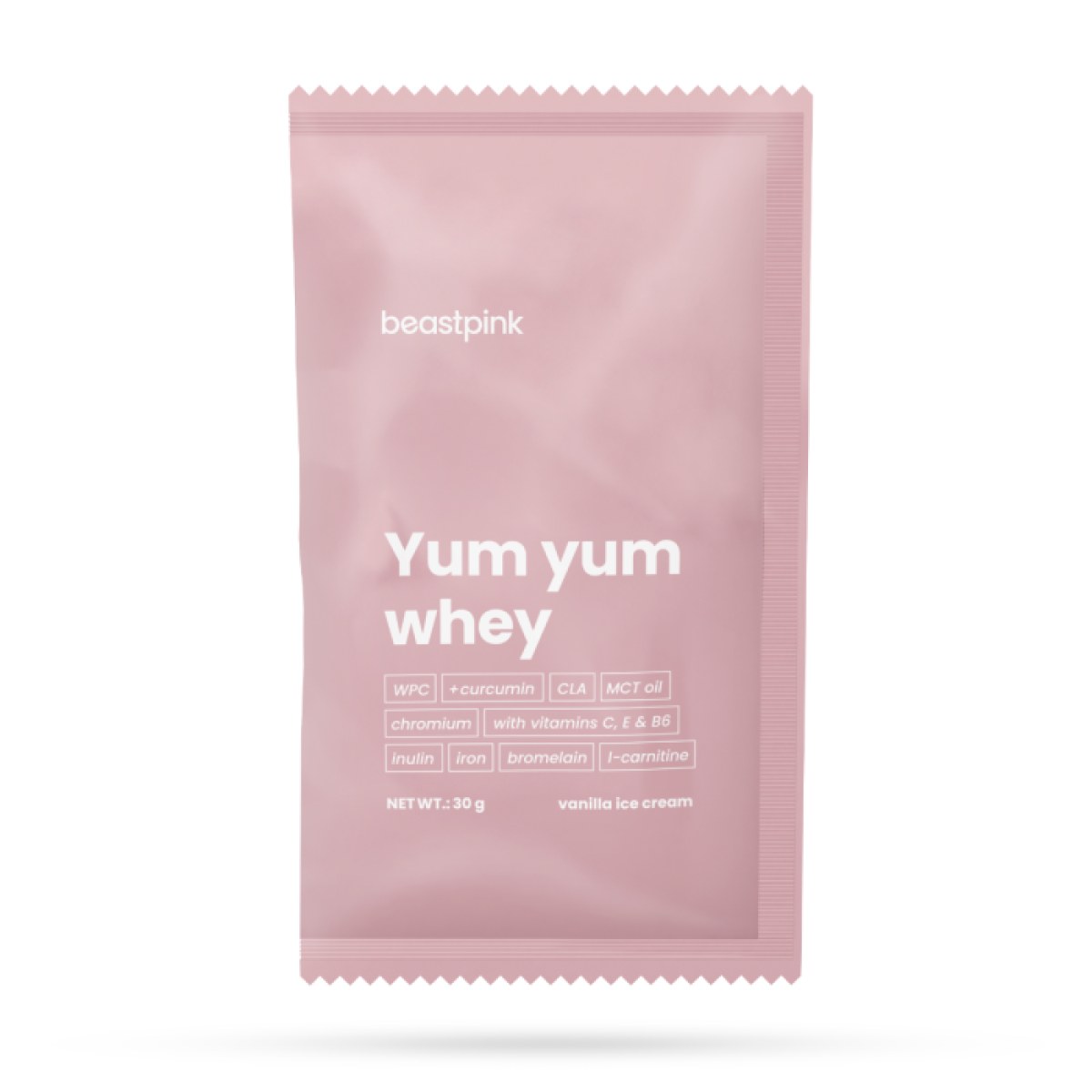 BeastPink Vzorka Yum Yum Whey vanilková zmrzlina - Príchuť: Vanilková zmrzlina | Hmotnosť: 0,03 kg | Balenie: 400 · záber 1