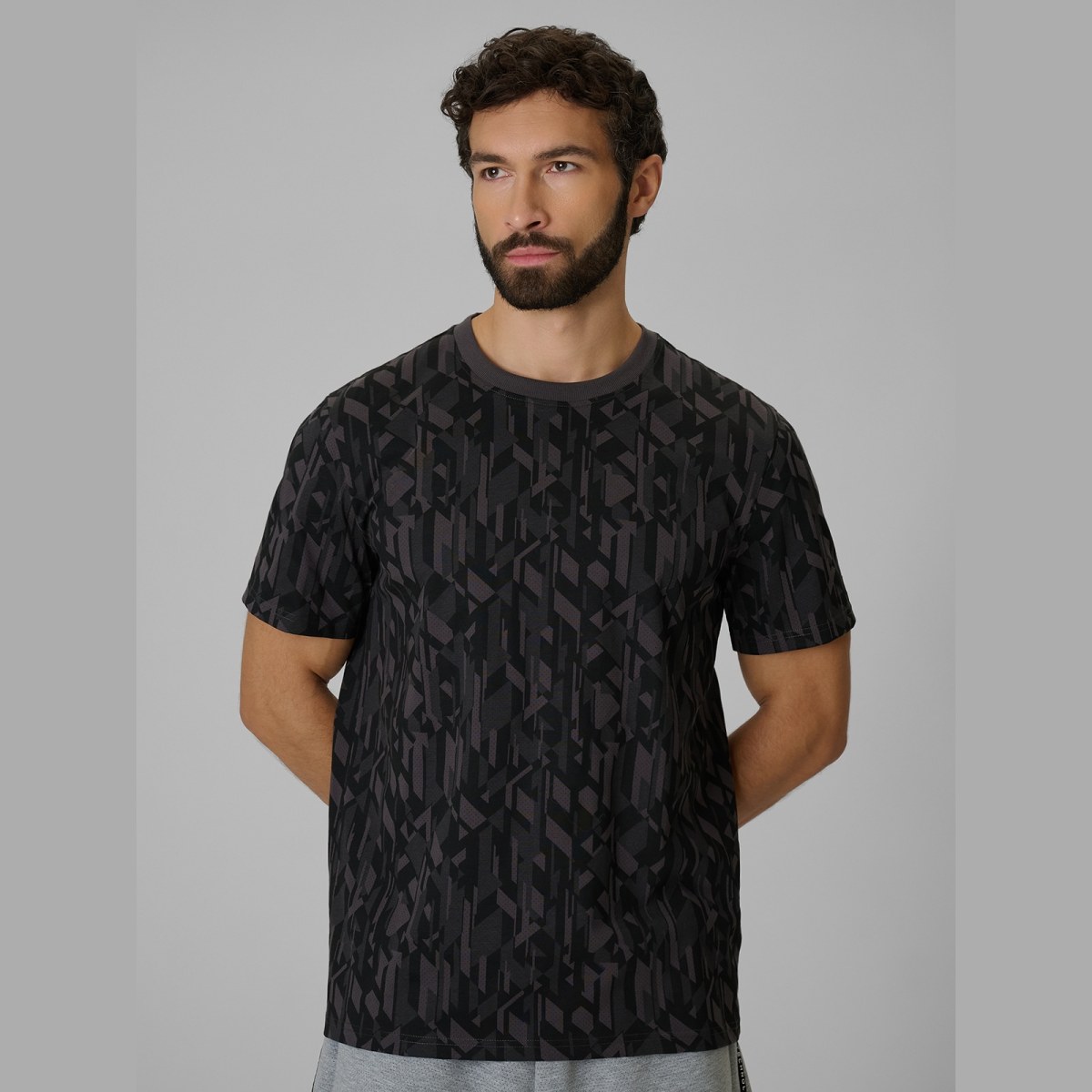 T-shirt regular s potlačou pánsky - čierny · záber 1