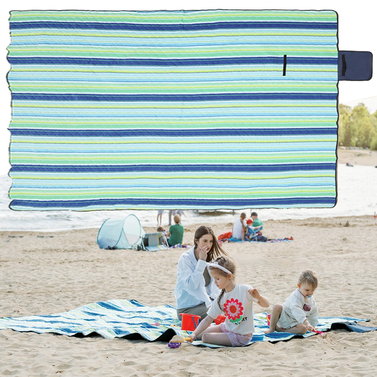 Pikniková deka inSPORTline Livetino 300x200 cm - Farba: Pokojný Oceán · záber 1