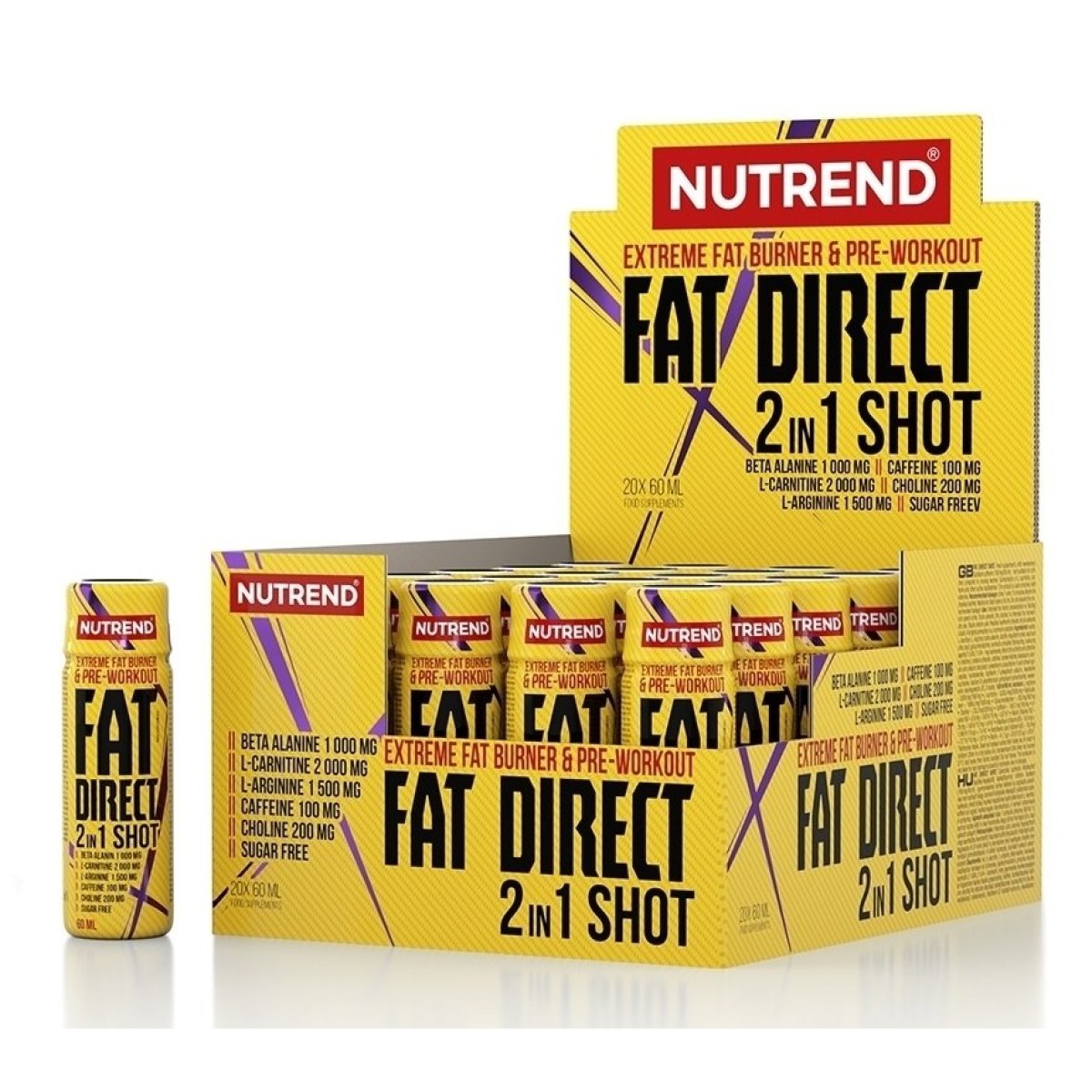 Fat Direct Shot (spaľovač plus pumpa) - Nutrend 20 x 60 ml. · záber 1