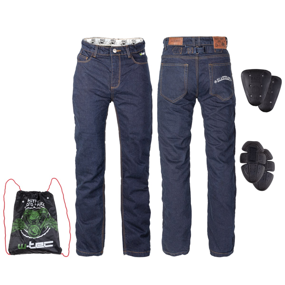Pánske moto jeansy W-TEC Resoluto - Veľkosť: 5XL | Farba: Modrá · záber 1