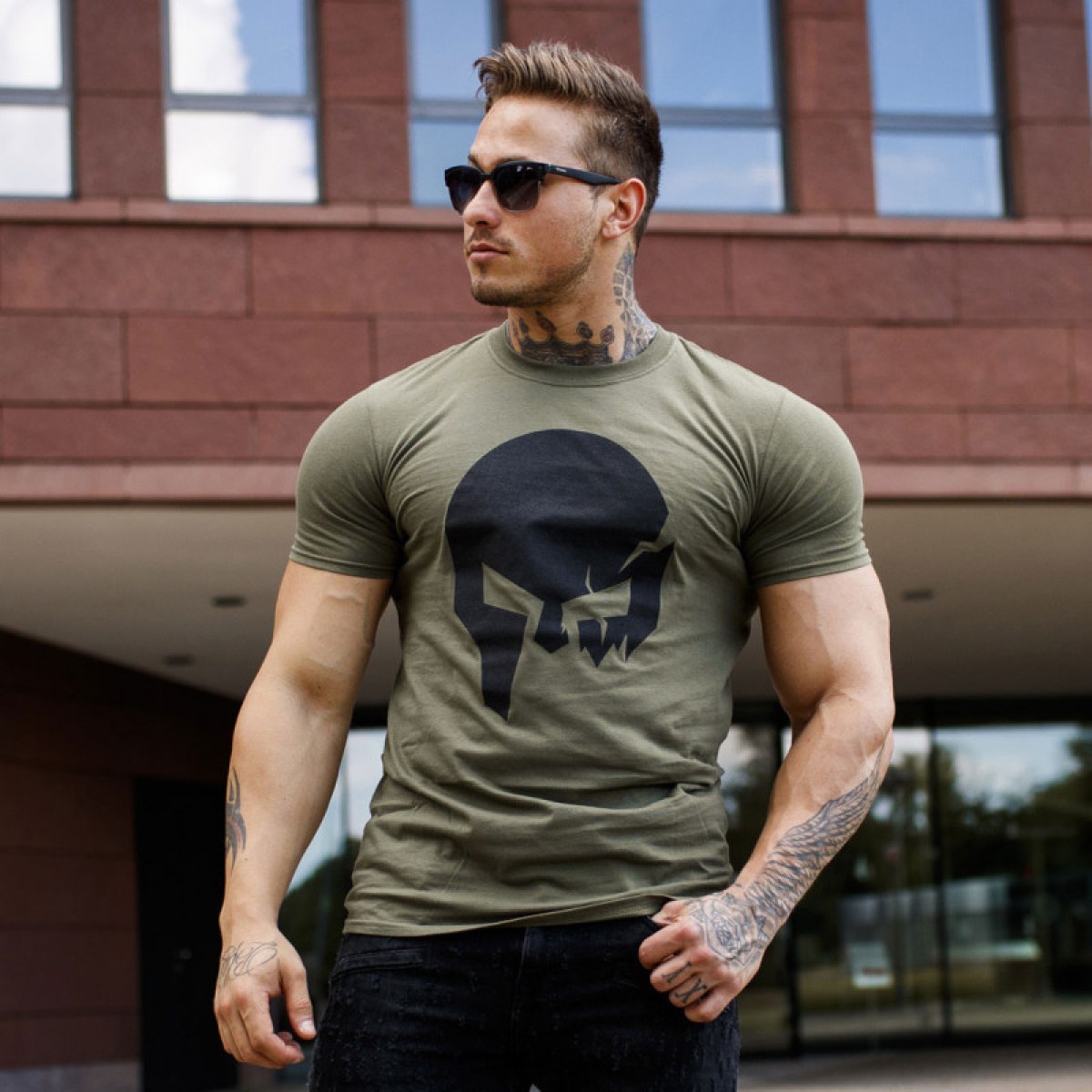 Ultrasoft tričko Iron Aesthetics Skull, vojenská zelená · záber 2