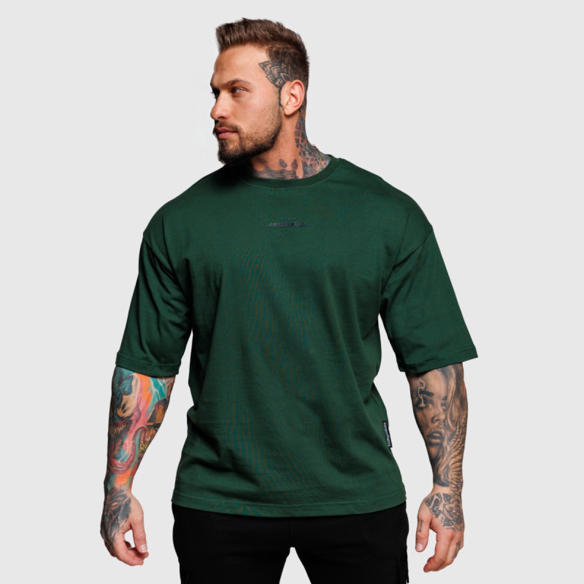 Oversize tričko Iron Aesthetics Major, zelené · záber 2
