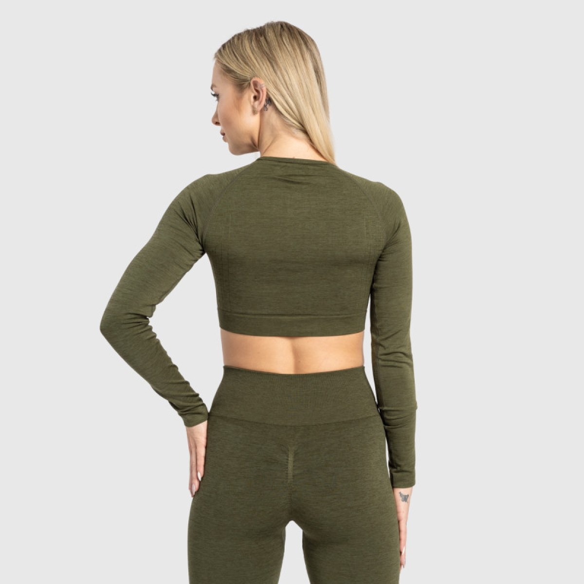 Dámsky športový crop top Iron Aesthetics Solid, zelený · záber 4