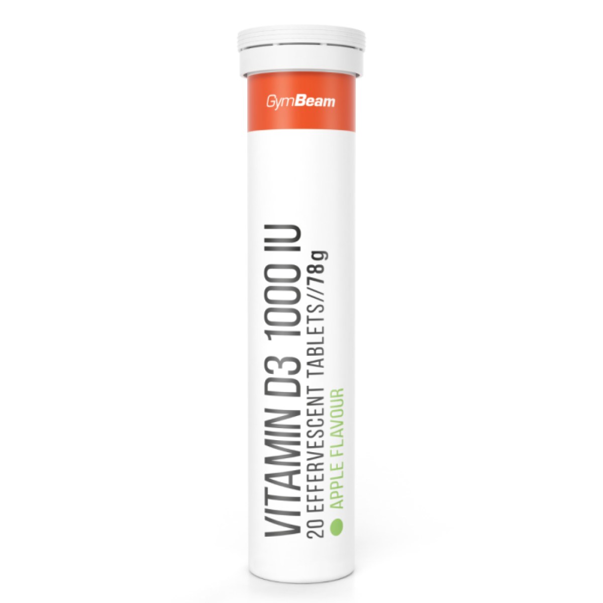GymBeam Šumivý Vitamín D3 1000 IU 20 tab. zelené jablko · záber 1