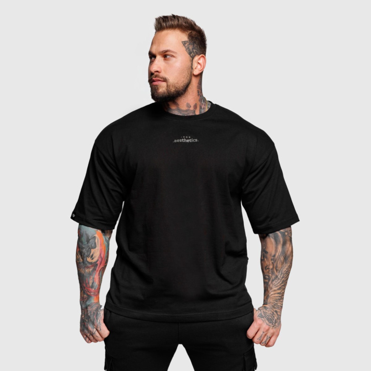 Oversize tričko Iron Aesthetics Major, čierne · záber 3