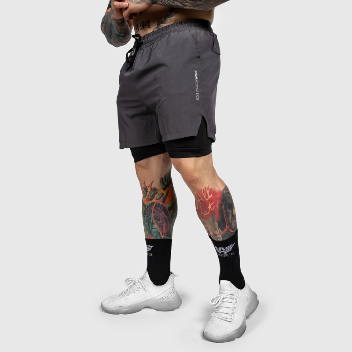 Funkčné šortky Iron Aesthetics SweatPro 2in1, tmavosivé · záber 5