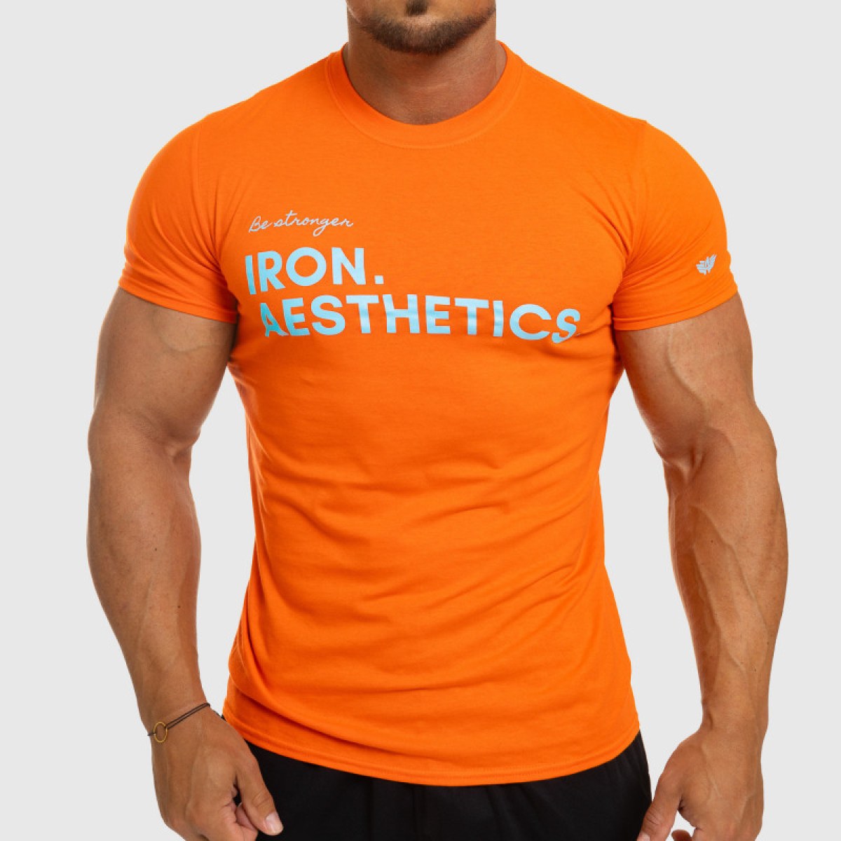 Pánske fitness tričko Iron Aesthetics Be Stronger, oranžové · záber 2
