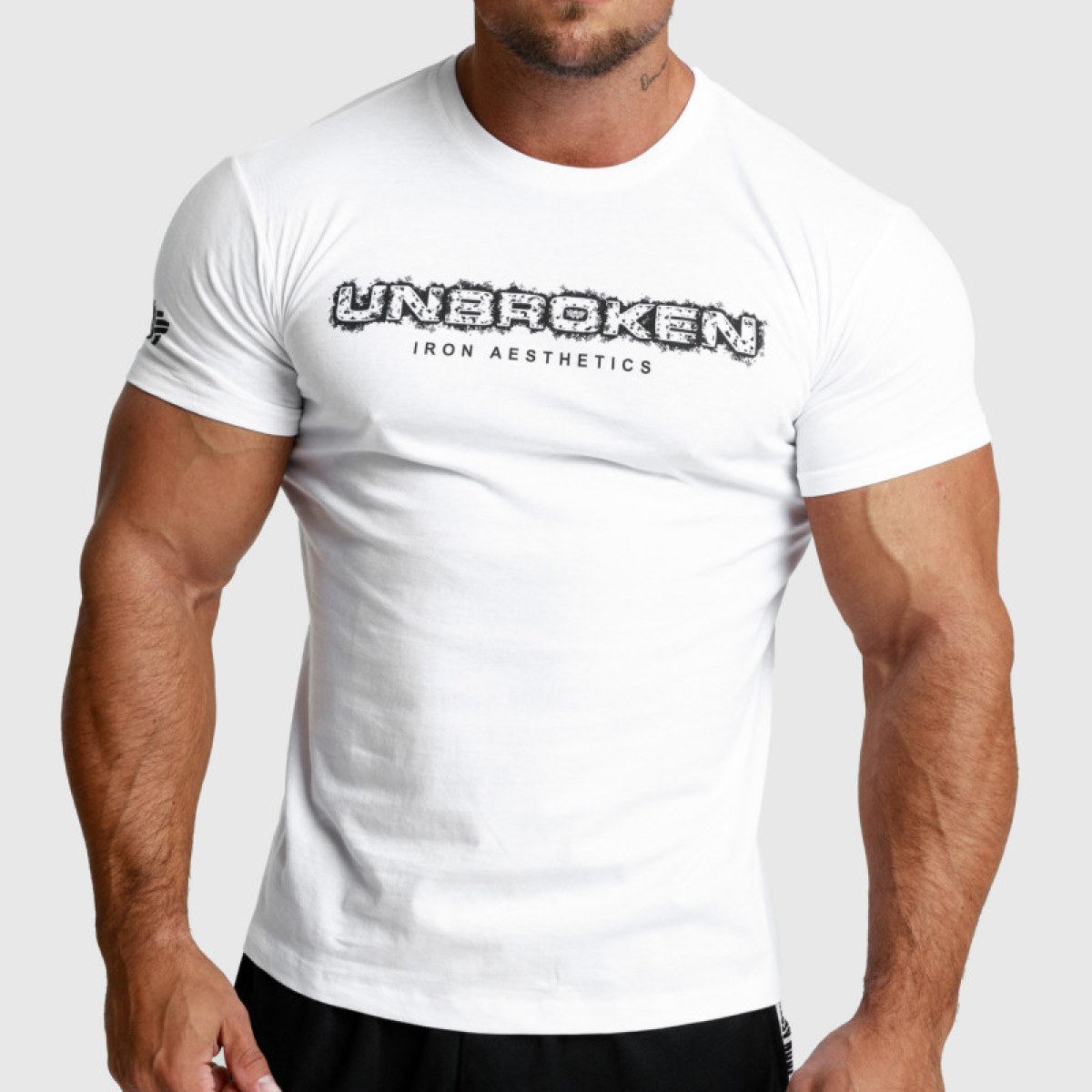 Pánske fitness tričko Iron Aesthetics Unbroken, biele · záber 2