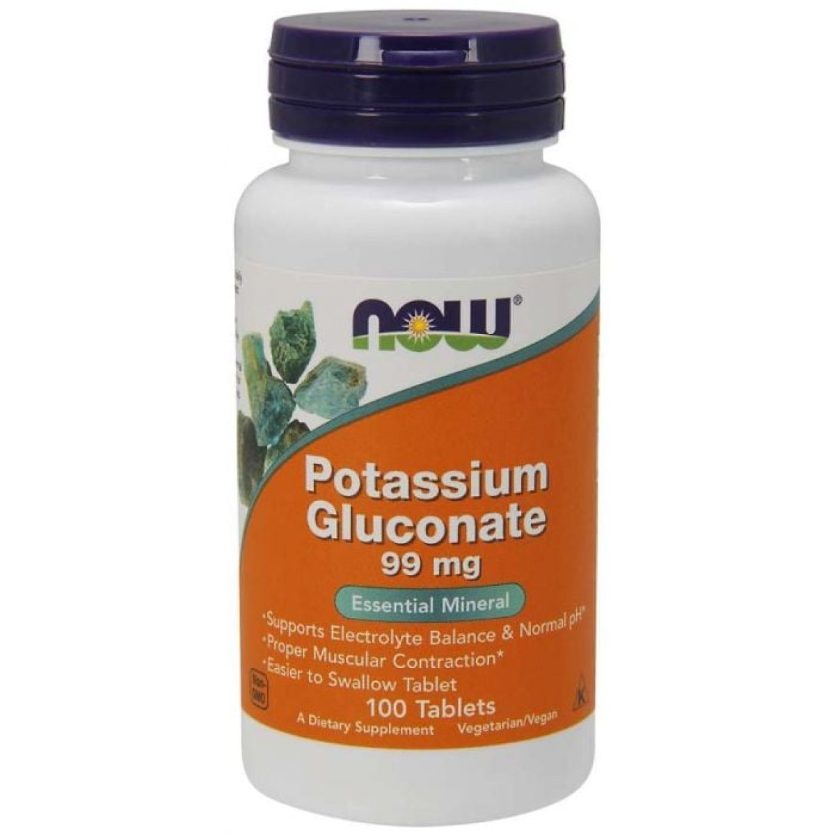 Now Potassium Gluconate, 99 mg, 100 tablet · záber 1