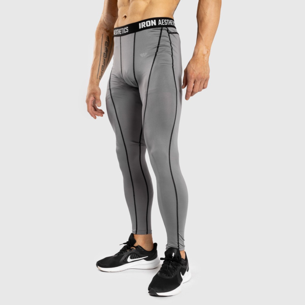 Pánske športové legíny Iron Aesthetics Dry Cool, sivé · záber 2